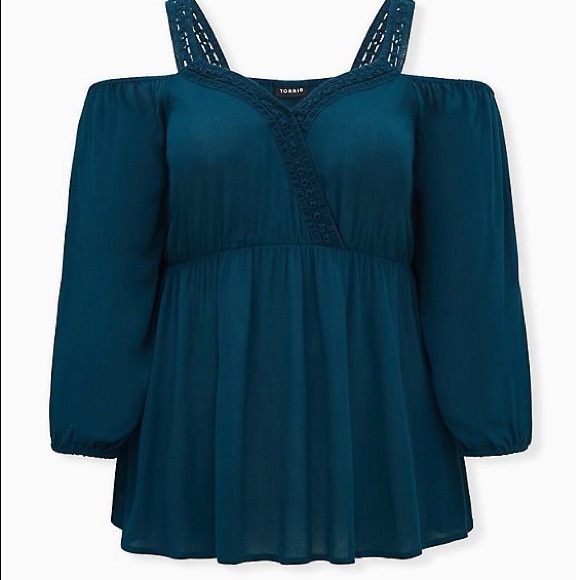 torrid Tops Torridteal Gauze Cold Shoulder Peplum Blouse Poshmark